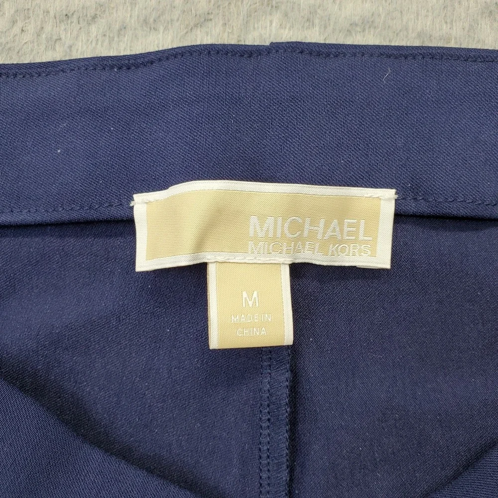 Michael Kors Ankle Pants Womens Medium Navy Viscose‎ Stretch High Waist Pull-On